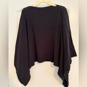 Lululemon Black Ribbed Cape Sweater Shawl Poncho One Size